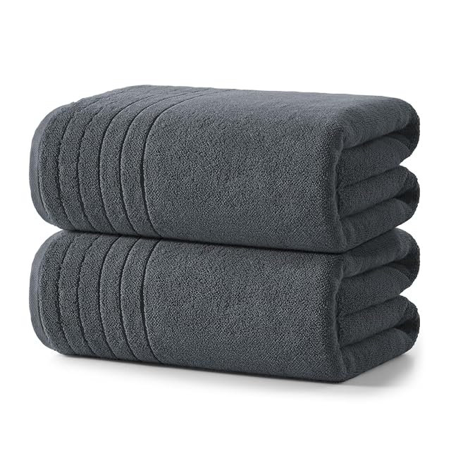 REDKISS 2 Pack 100 Cotton Thick Extra Large Bath Towels 35 X 70 Inches 750 GSM Quick Dry