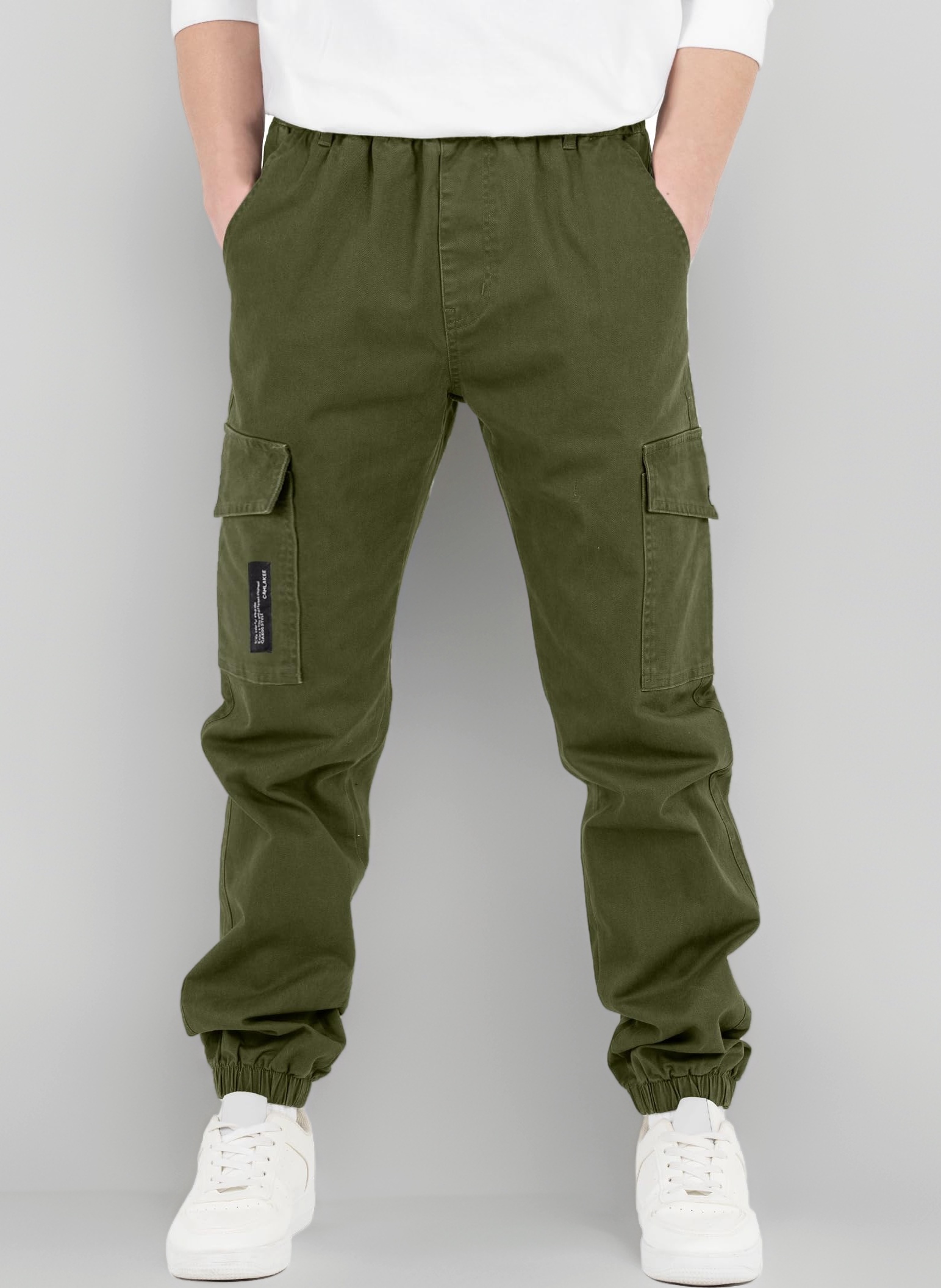 CAMLAKEE Kids Boys Elasticated Waist Slim Fit Cargo Joggers