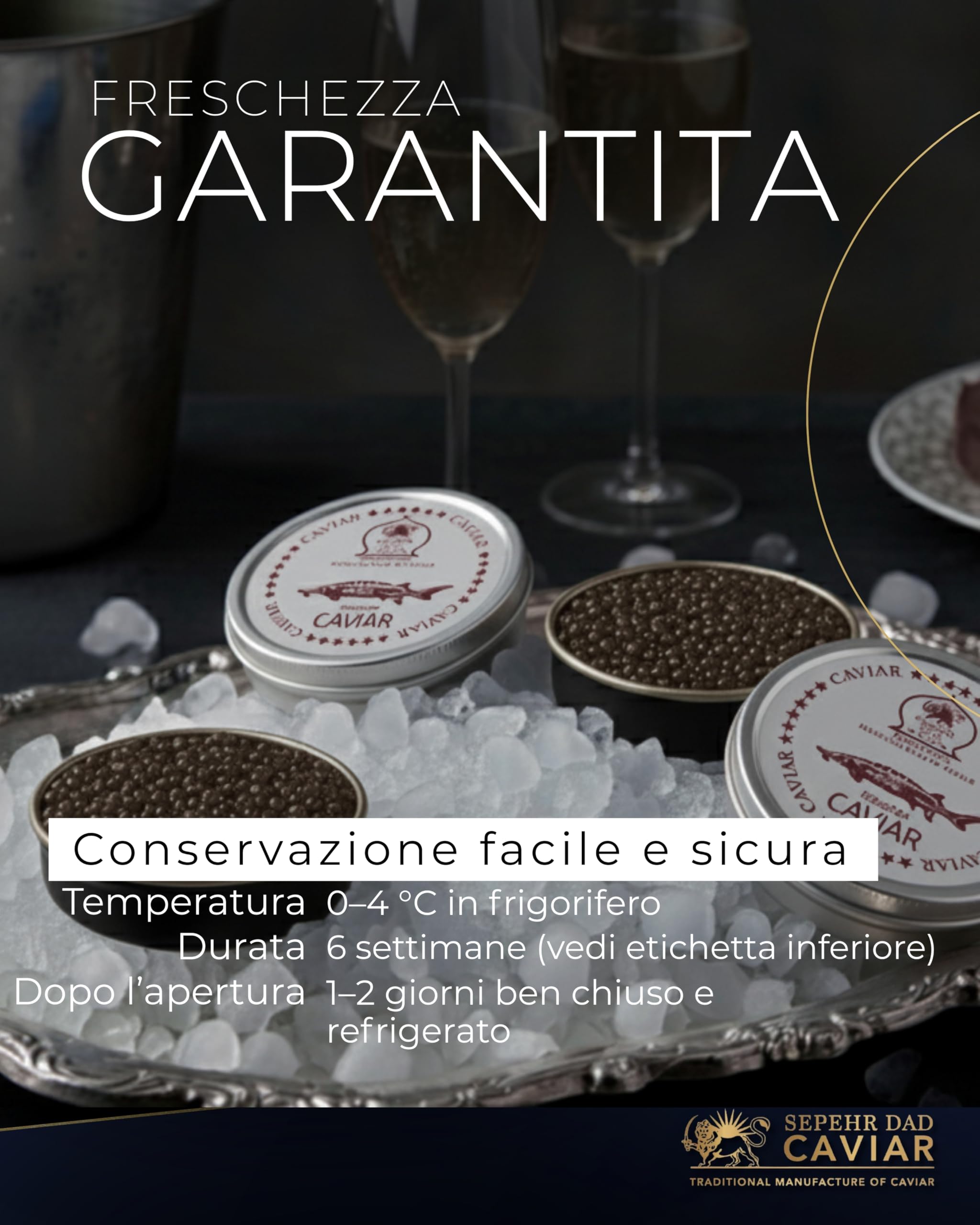 Sepehr Dad Caviar dalla Siberia | Caviale di storione siberiano | SENZA borace | 250