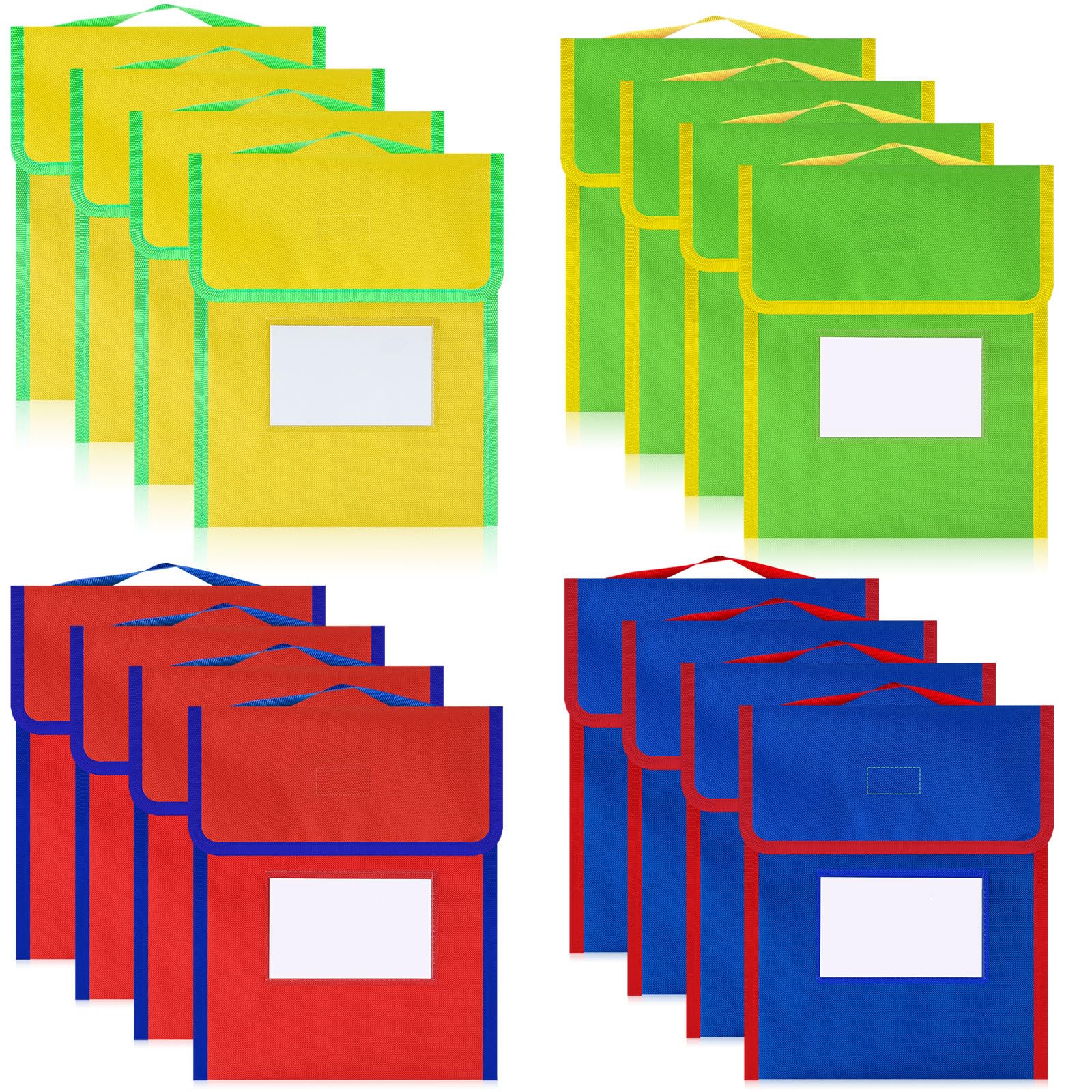 Geosar Book Bags for Classroom Medium Book Pouches Bulk Colorful Reading Bags with Name Tag Pockets Protector Pouch Student Chair Pockets, Waterproof