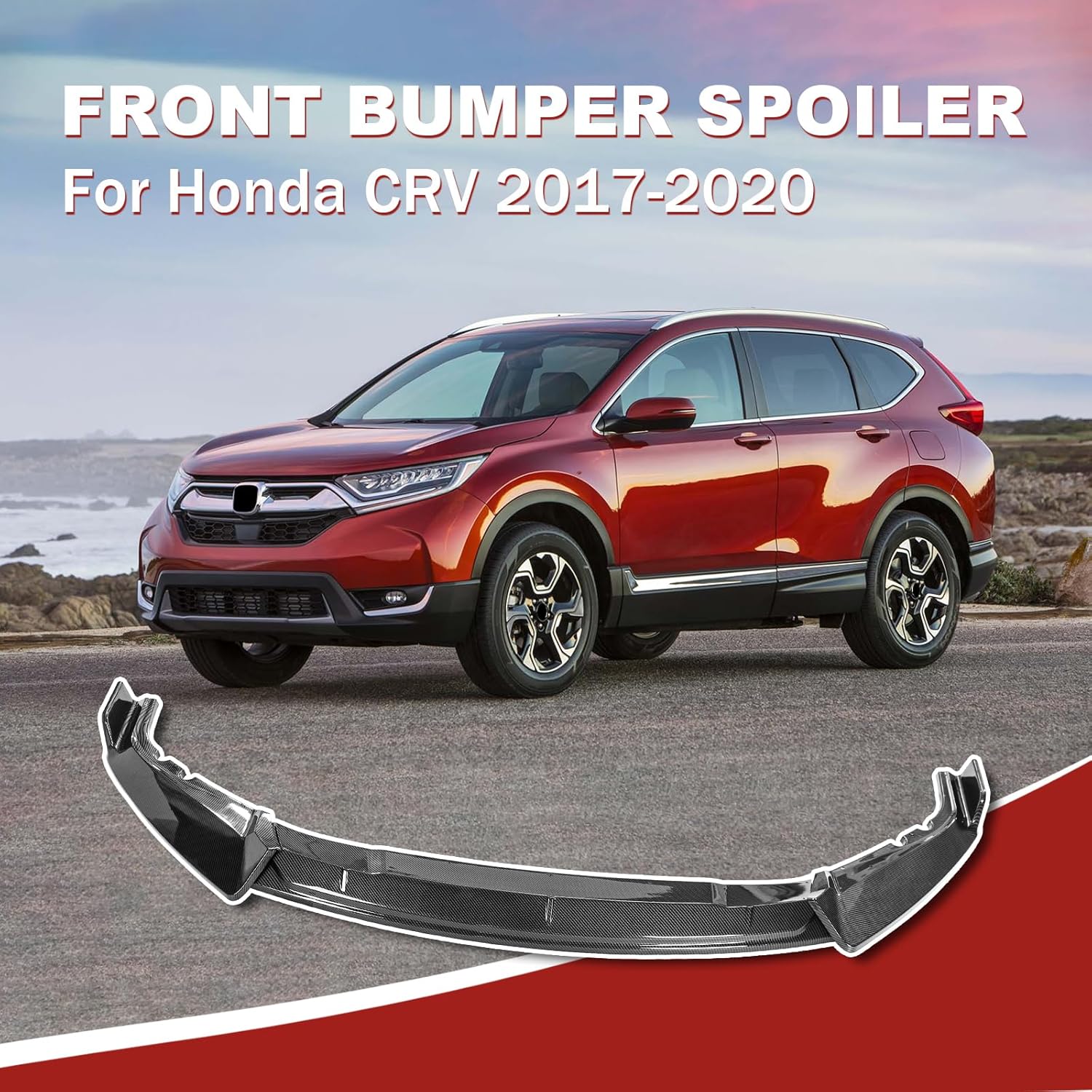carbon fiber front bumper lip compatible with honda crv cr-v 2017 2018 2019 2020 front bumper abs front lip spoiler splitter
