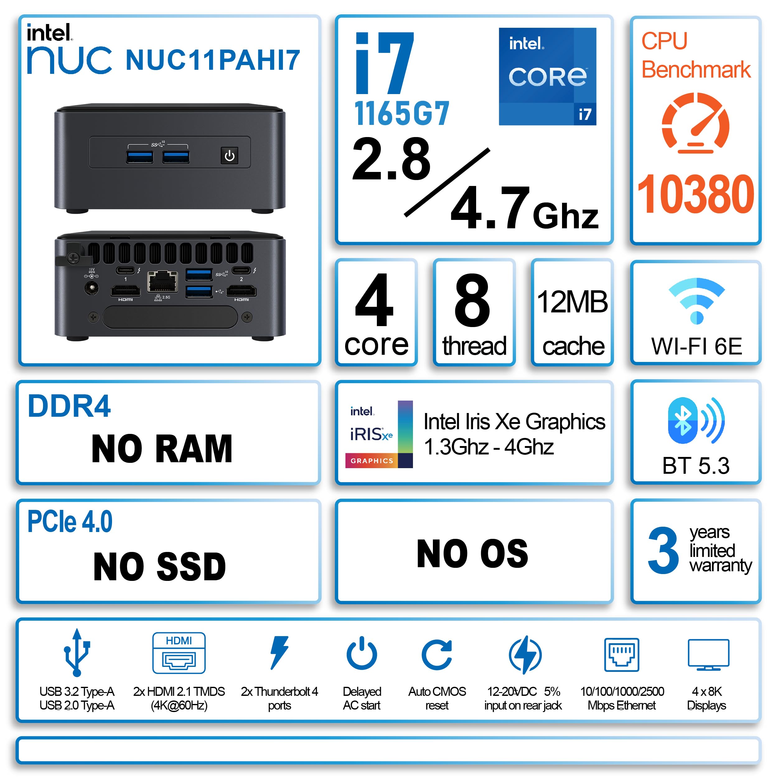 Amazon.co.jp: Intel (インテル) 第 11 世代 NUC11PAHI7 ミニ PC、Core 