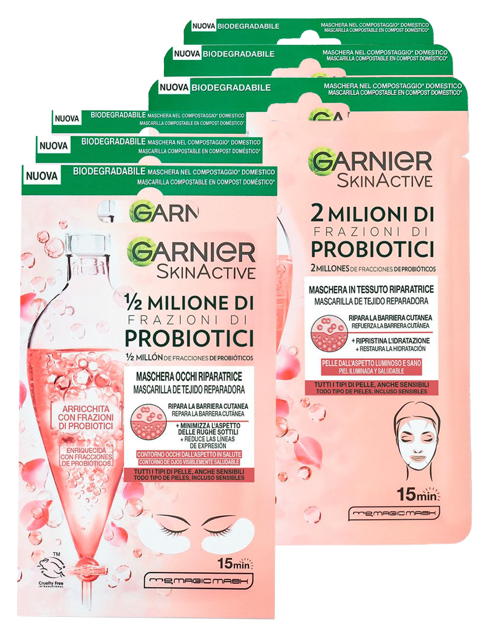 3x Garnier SkinActive Hydra Bomb Mascarilla Facial en Tela Hidratante y Matificante con Té Verde y Ácido Hialurónico — view 3