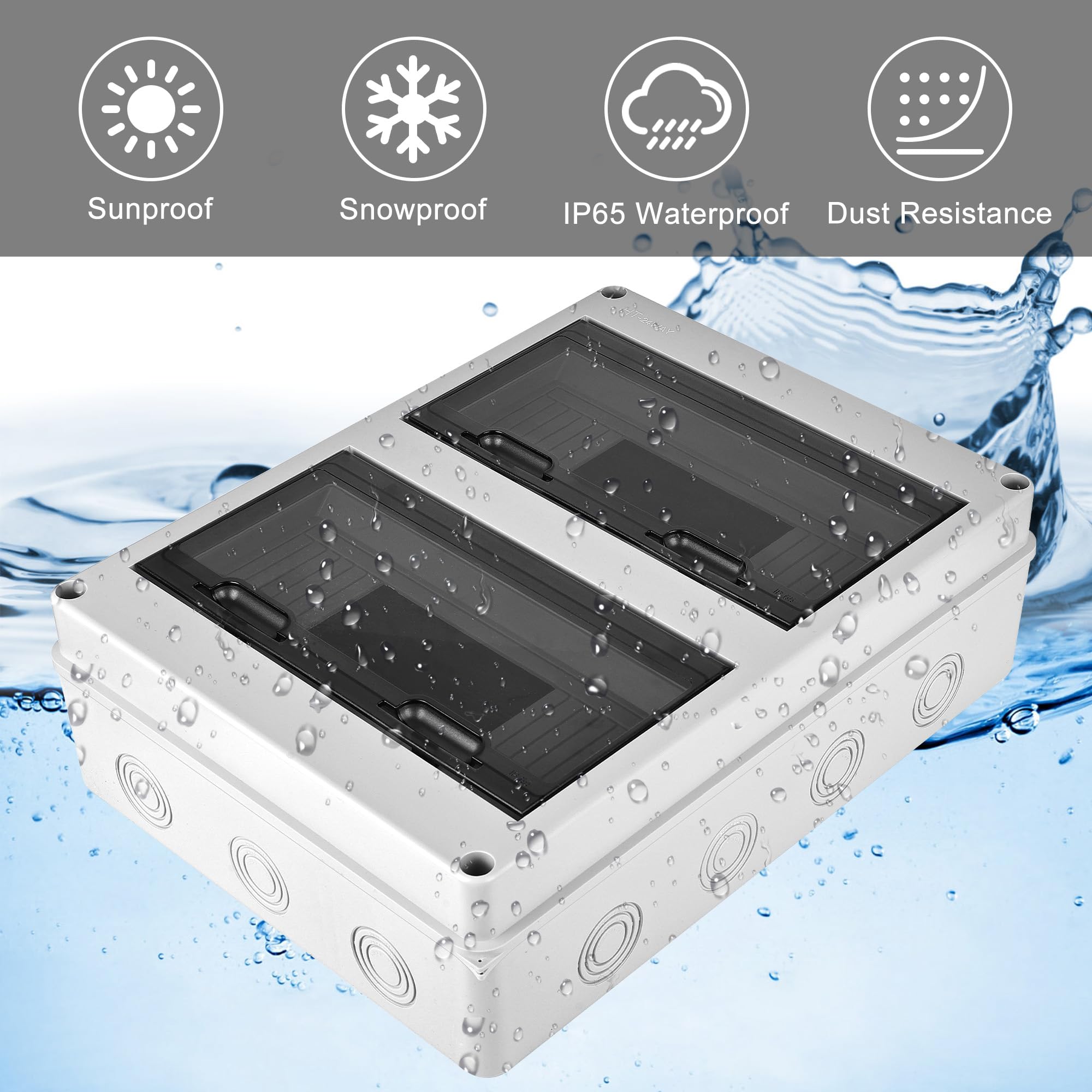 Quadro Elettrico Esterno, Scatola Elettrica da Esterno, Quadro Elettrico Interno di Distribuzione con 2 File, Quadro Elettrico 24 Moduli Impermeabile IP65, Scatola Elettrica da Parete per Giardino