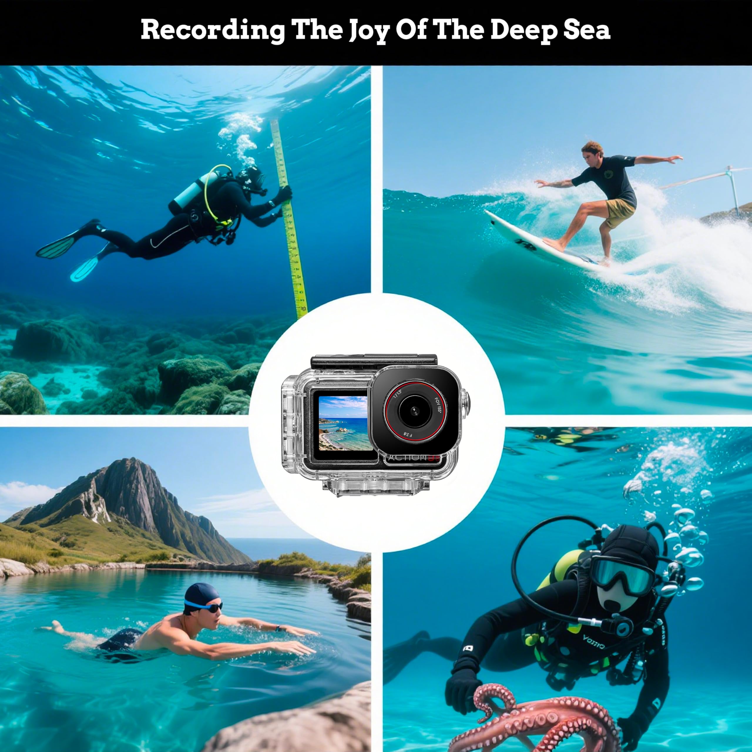Magnetyczna wodoszczelna obudowa do kamery DJI Osmo Action 5 Pro Action 4/3, obudowa podwodna, obsługuje nurkowanie na głębokości 60 m i snorkelingu