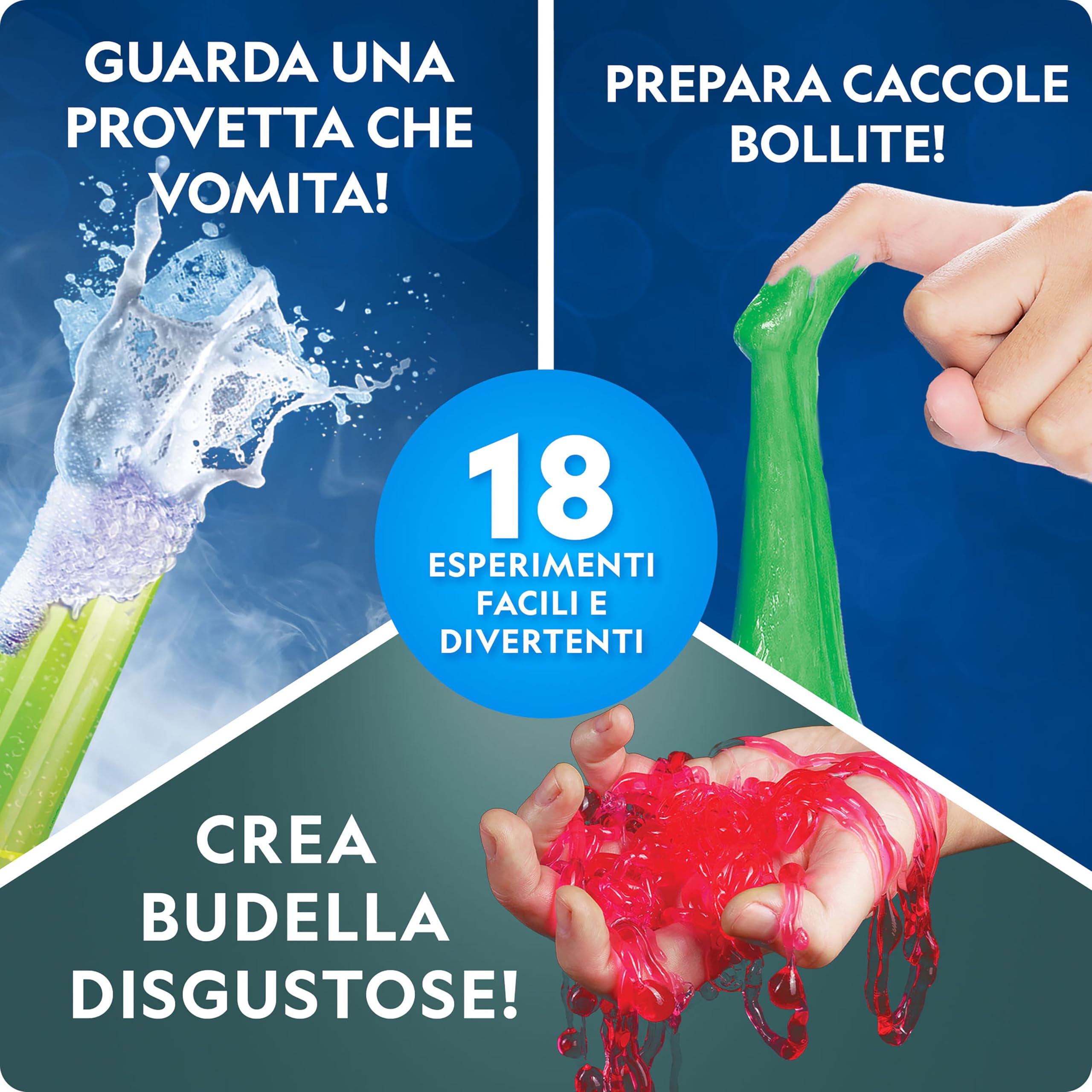 NATIONAL GEOGRAPHIC Kit di Chimica Ripugnante – 18 Esperimenti Scientifici Viscidi per Bambini, Dissezione del Cervello, Esplosione di Globuli Rossi e Altro, Gioco STEM