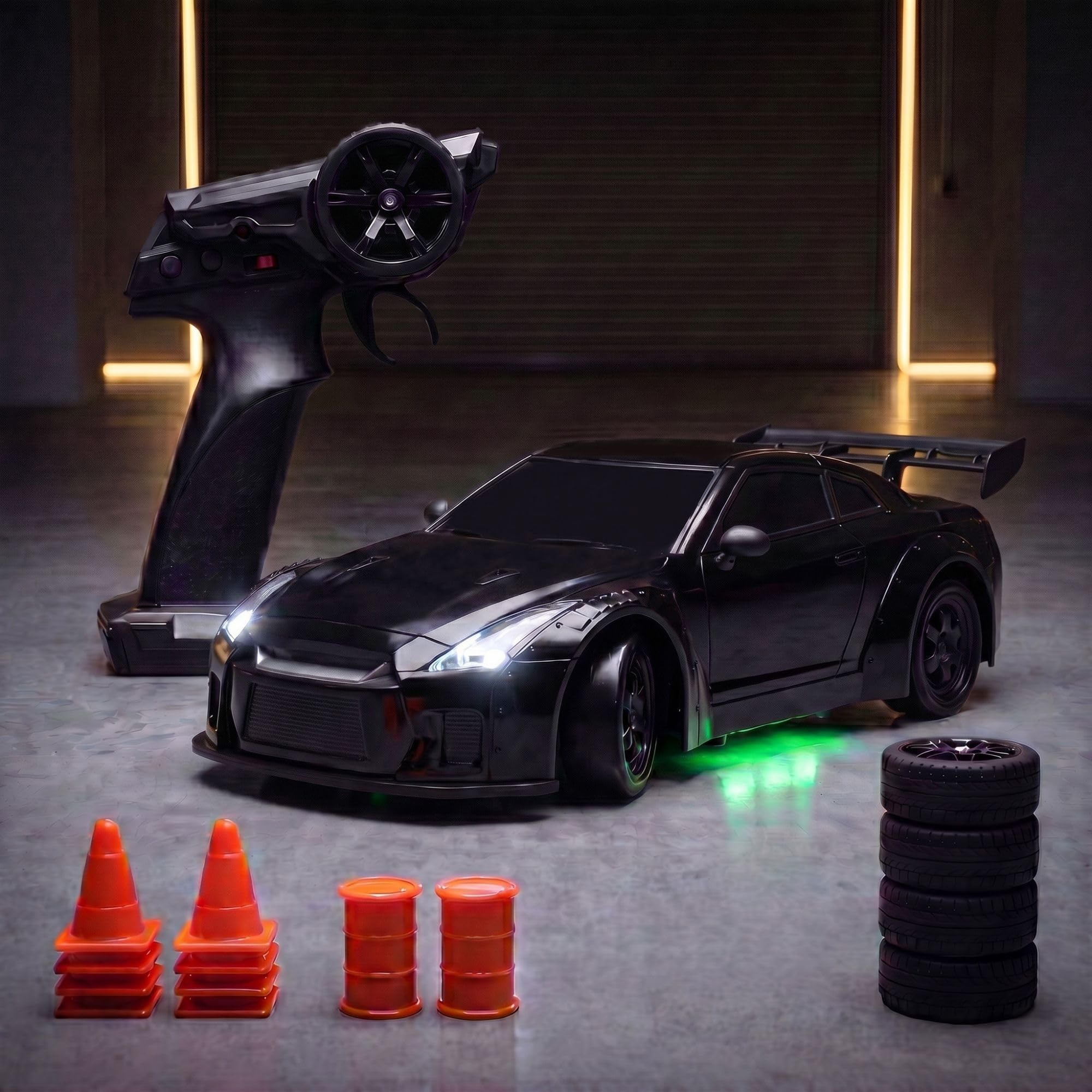Flare Remote Control Car | 20Kmph, 2.4Ghz | Rc Drifting Car, Rc Car, Birthday Gift, 4 Wheel Drive, Boost Mode, Long Range Remote, Hard Plastic Top with LED Head Light (Race Black)-image-9