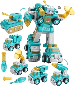 PowerTRC 5-in-1 STEM Robot Toy Take Apart Building Set for 5+ Year Old Boys & Girls | Best Robot Construction Toy with Lights & Sounds | Educational Gifts for Kids Ages 3-8
