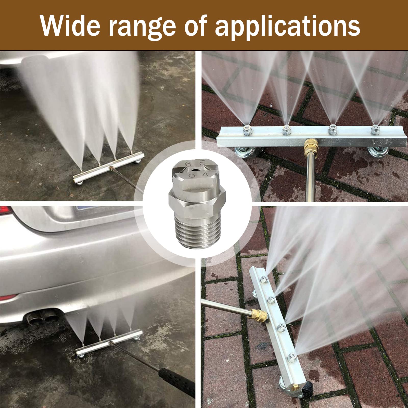 CDIYTOOL 8 ugelli a spruzzo ad alta pressione, 65°, ventola per scopa ad acqua e detergente, punta 1,3 mm, connessione filettata