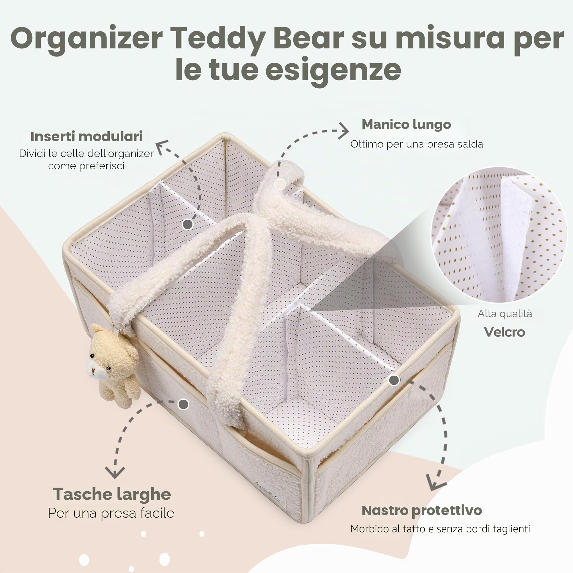PeraBella Organizer per pannolini per fasciatoio, cestino portaoggetti, organizer per auto e asilo, portatile, regalo per baby shower