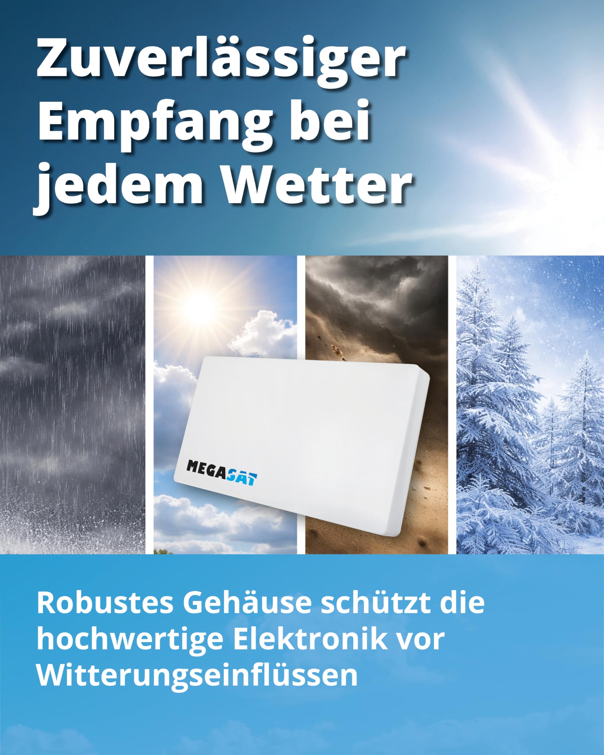 Megasat Flachantenne D1 Profi-Line Sat-Antenne 1 Teilnehmer Weiß Wechselbares LNB