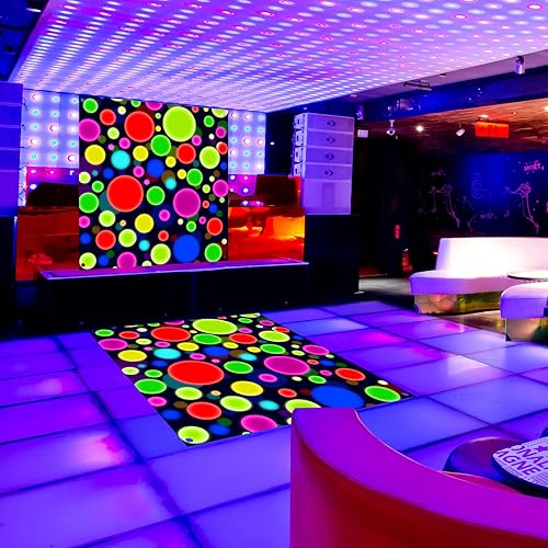 Miniatura 10 de Haull Pista de baile de neón iluminada de 118 x 39 pulgadas, decoración de fiesta de neón, alfombra de luz negra que brilla en la oscuridad,
