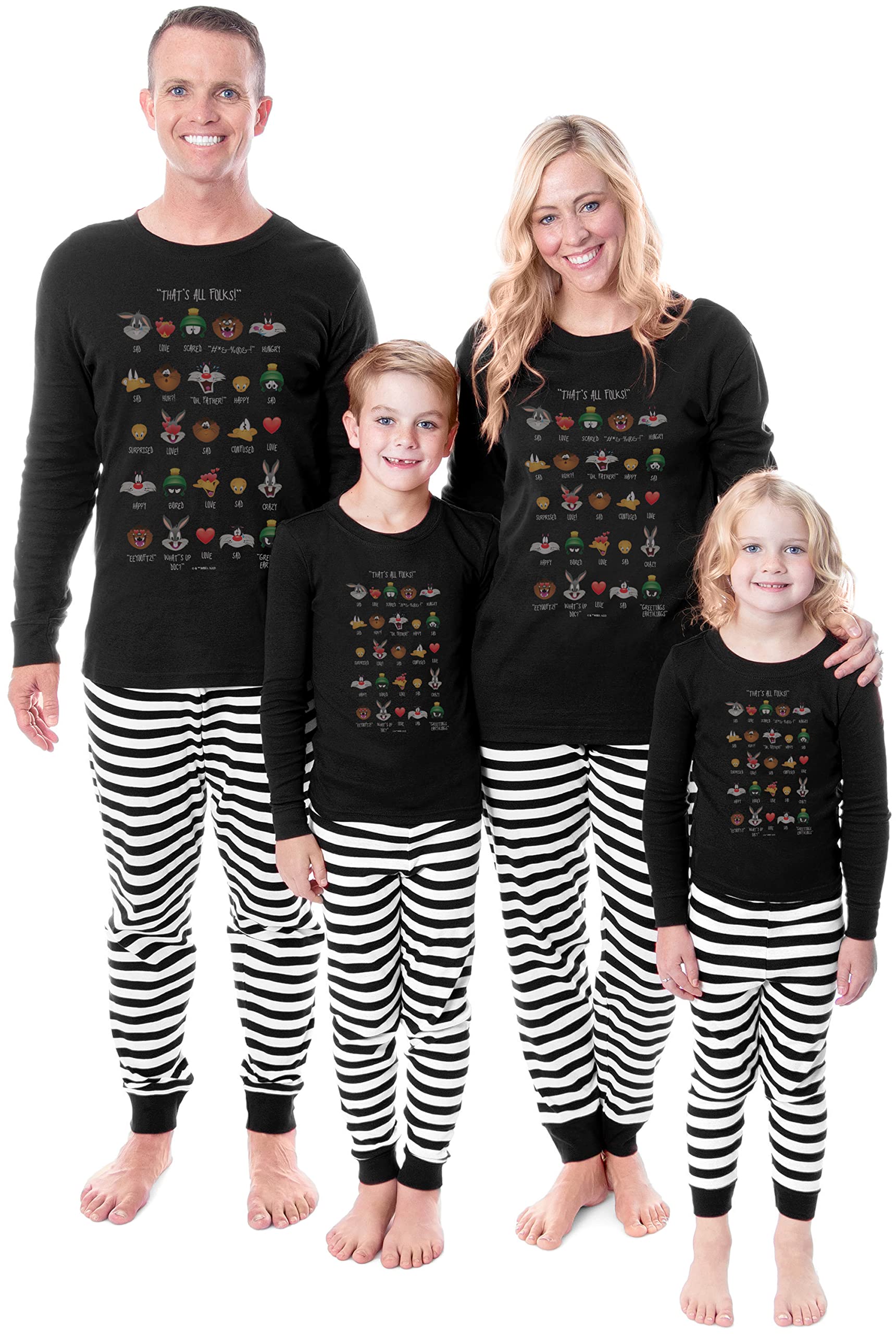 INTIMO Looney Tunes Expressions Characters That's All Folks Tight Fit Cotton Matching Family Pajama Set