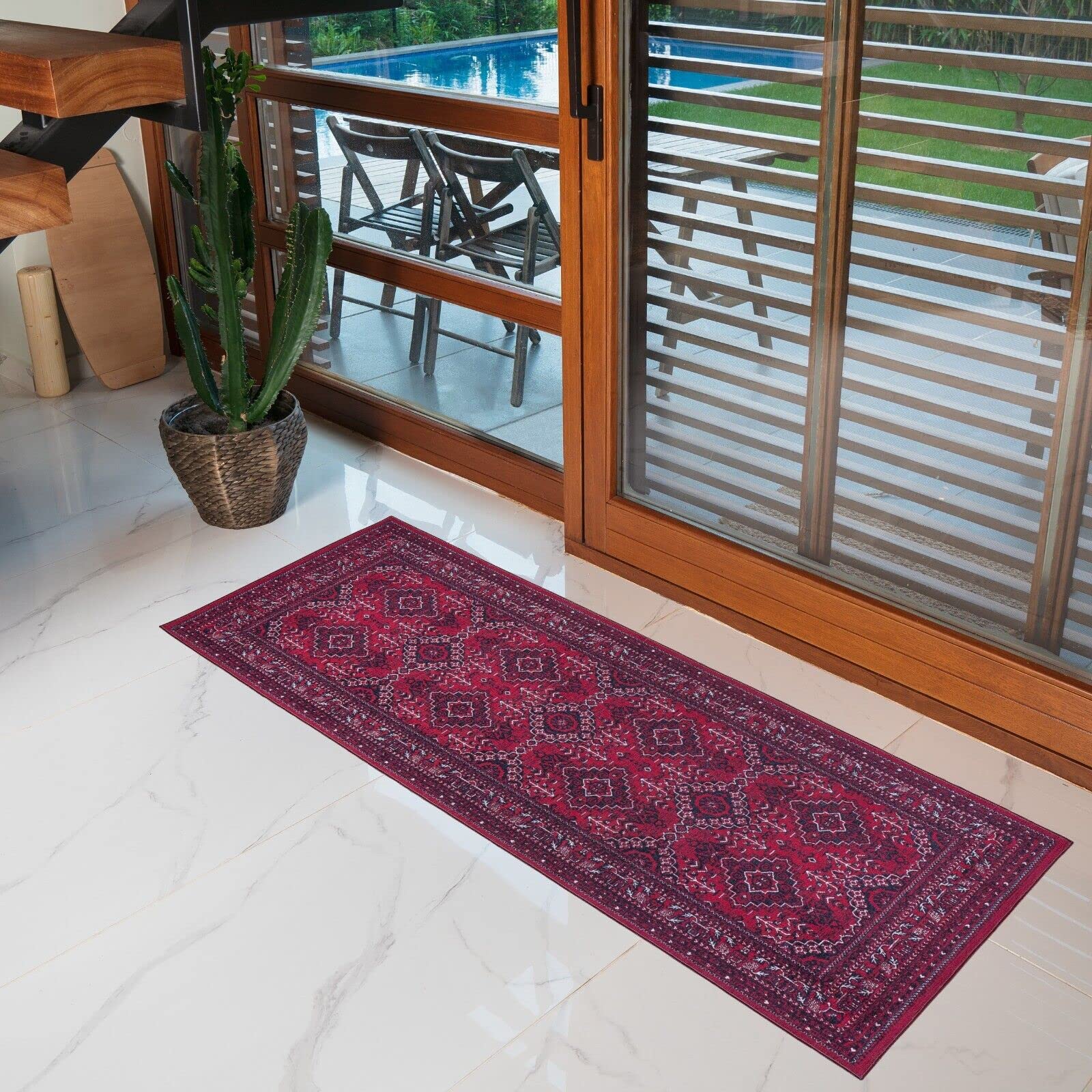 Machine Washable Area Rug Non Slip Backing & Ultra-Thin & Stain Resistant & Eco Friendly & Family and Pet Friendly - Denali Vintage&Turkoman Oriental