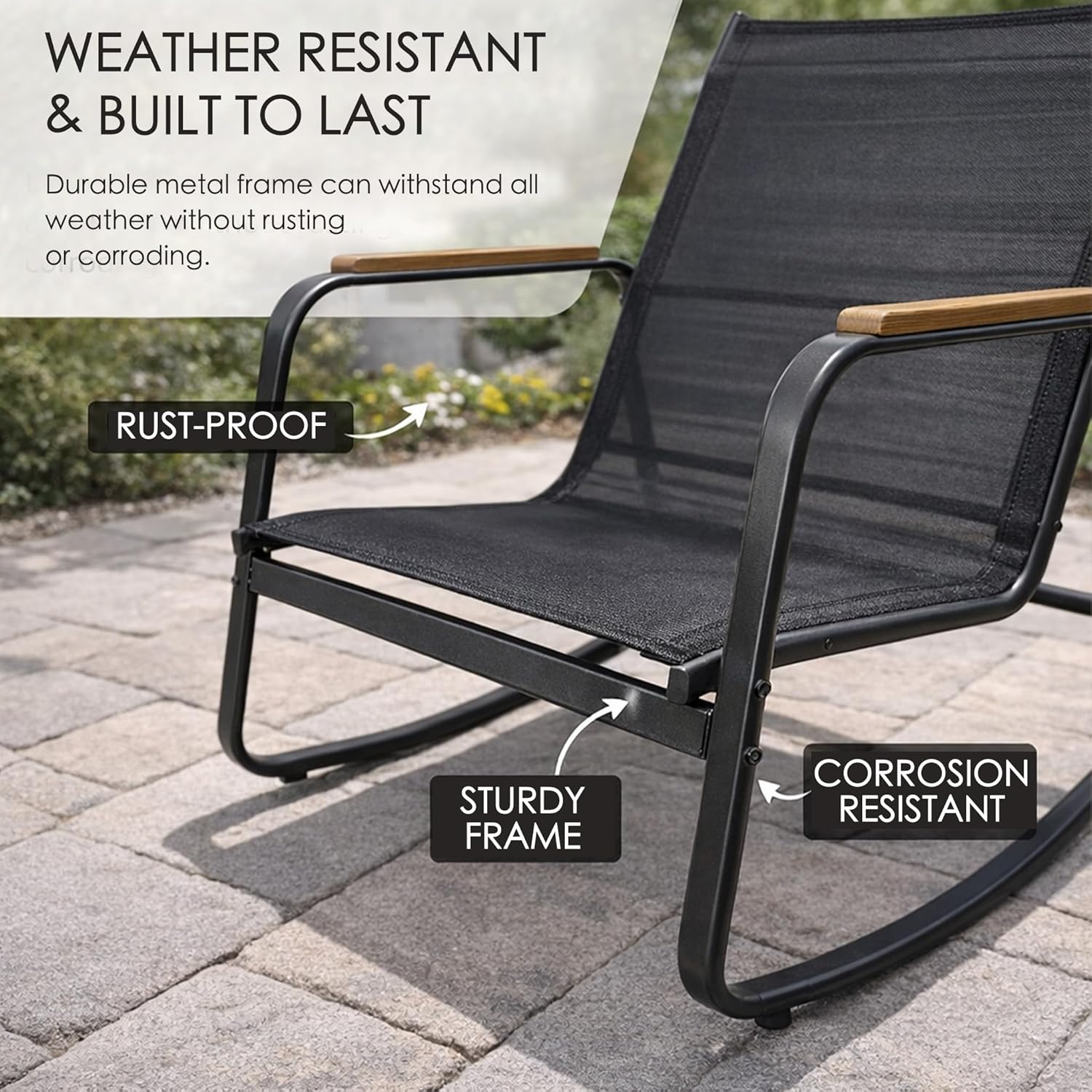 Kozyard 4-Piece Outdoor Patio Furniture Set with Textilene Chairs, Metal Conversation Set, Tempered Glass Coffee Table, Powder-Coated Steel Frame for Garden, Poolside, Backyard Black