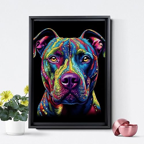 Miniatura 3 de Dynamic Pitbull, Vibrant Dog Wall Art - Canvas Gallery Wrap, Ready to Hang - Watercolor and Acrylic Masterpiece by Renowned Artist