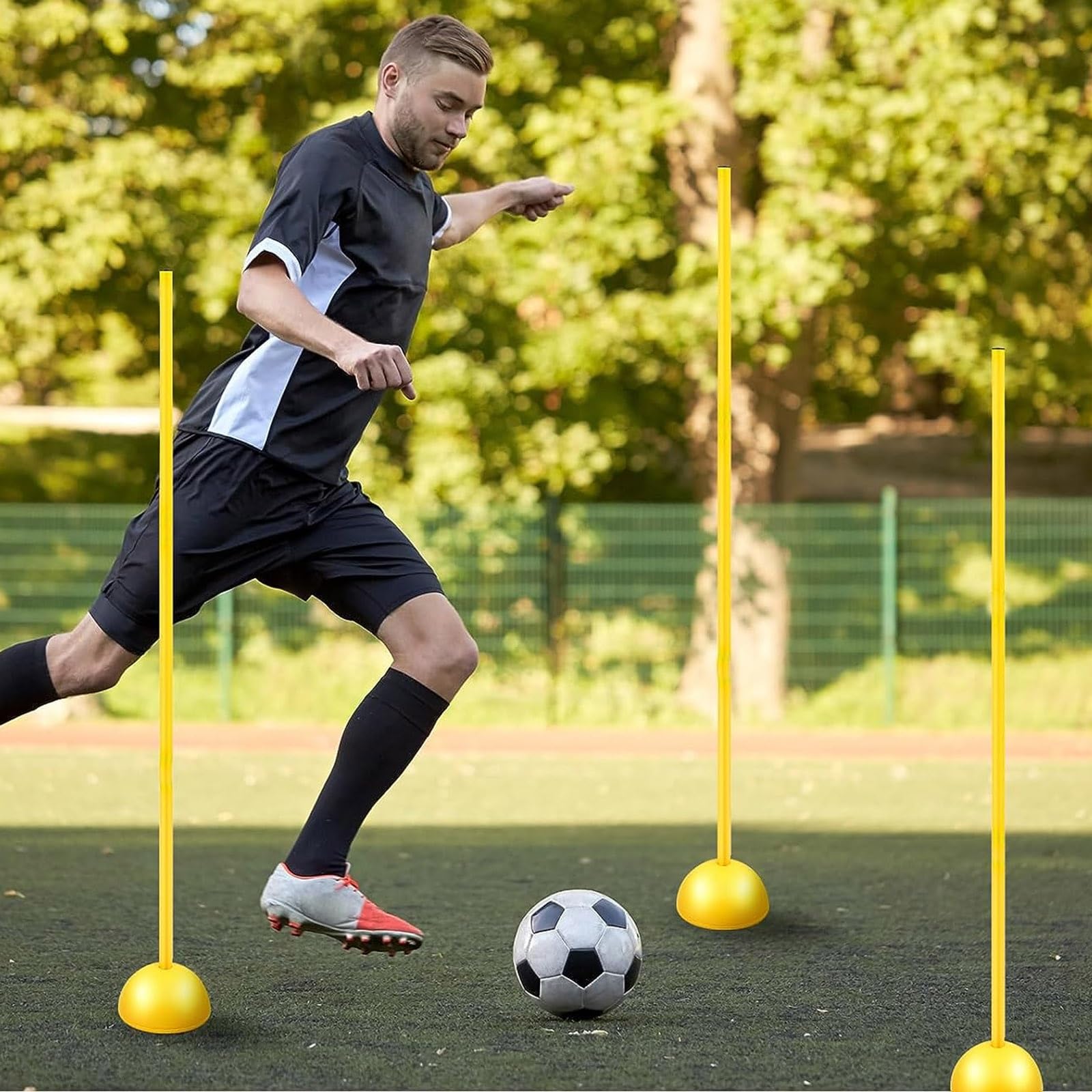 YXXSDP Slalom Poles for Football Agility Speed Training, Detachable Athletics Football Training Aid, Multi Sports Equipment (Size : 1m/39.4inch)