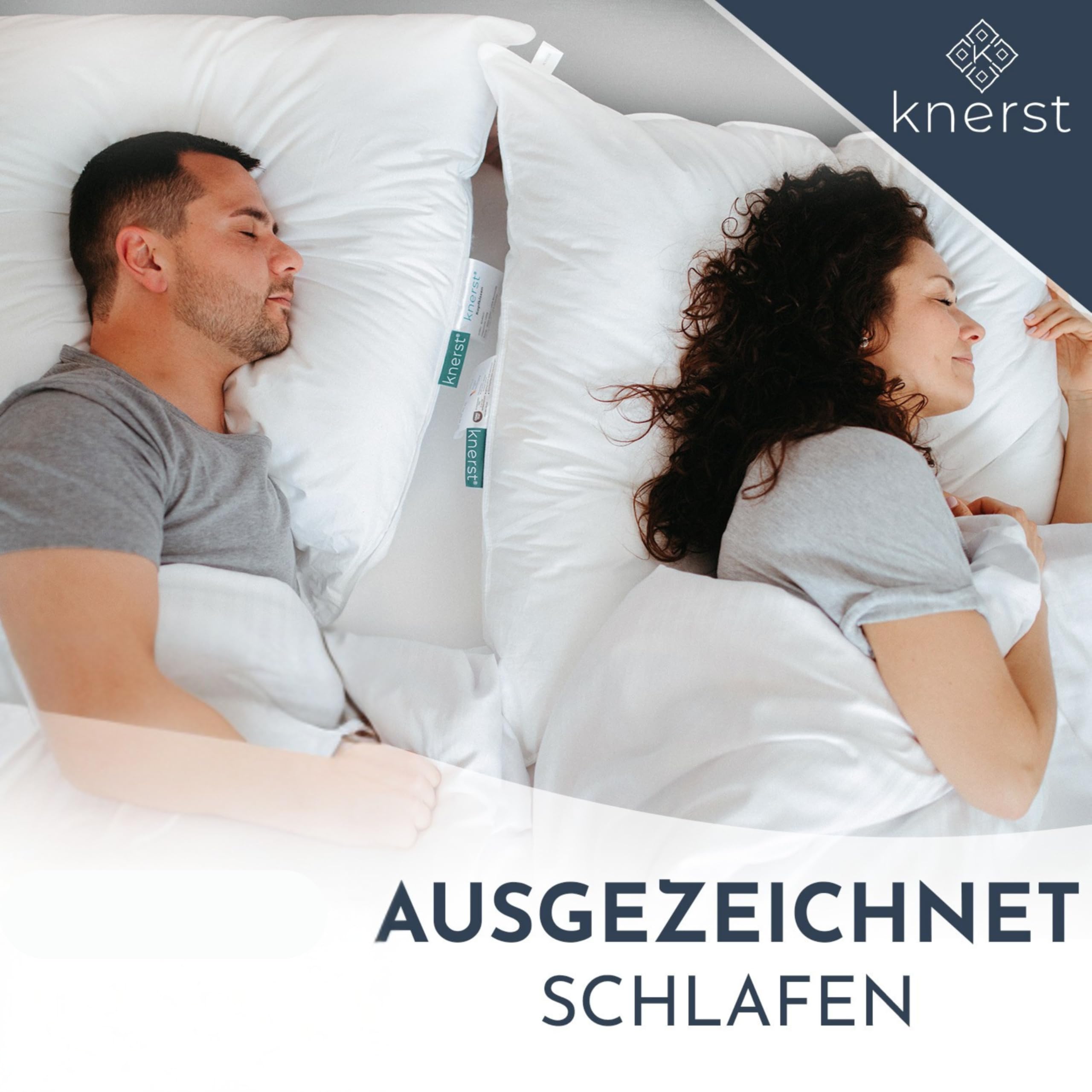 KNERST® Kopfkissen 80x80 - Made in Germany - Öko-Tex Kissen 80x80 gegen Nackenschmerzen & Verspannungen - Kopfkissen Bettkissen für gesunden & erholsamen Schlaf - Pillow Schlafkissen