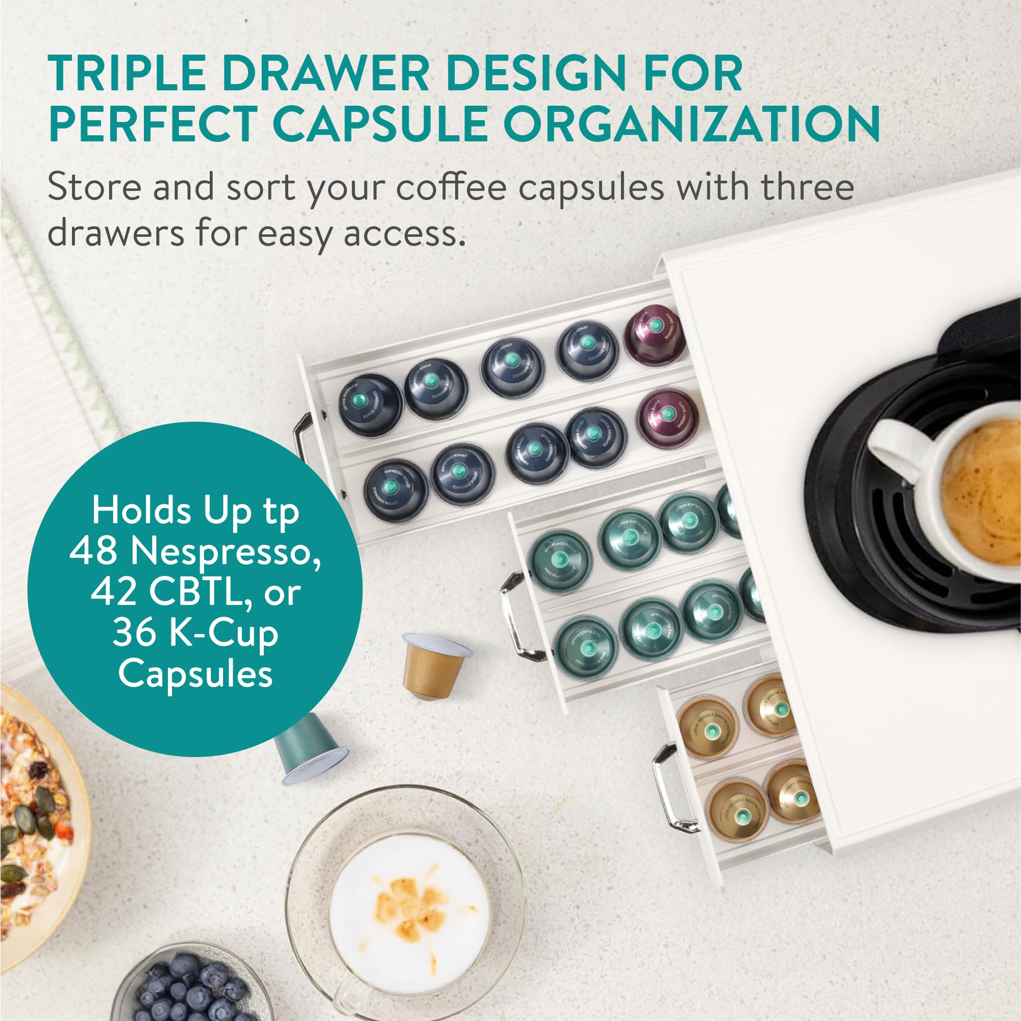 Ensemble Navaris de tiroirs à capsules de café et organisateur de café - Porte Tasses