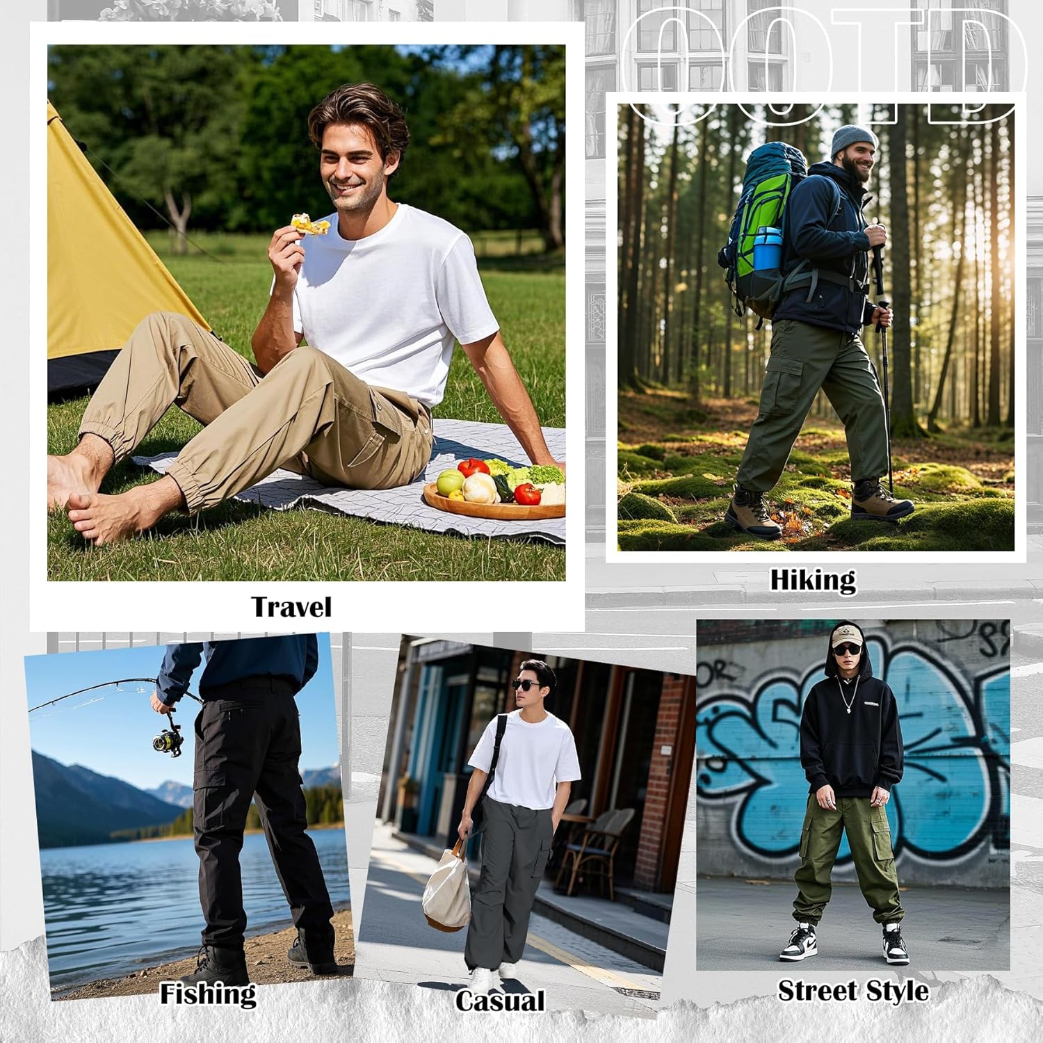 Zando Cargo Pants for Men Baggy Joggers Parachute Pants Waterproof Hiking with Pockets Drawstring Trouser - Image 5