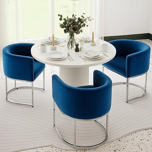 Miniatura 32 de HNY Juego de 4 sillas de comedor tapizadas modernas de mediados de siglo con brazos, sillas contemporáneas de lino para cocina y comedor, silla