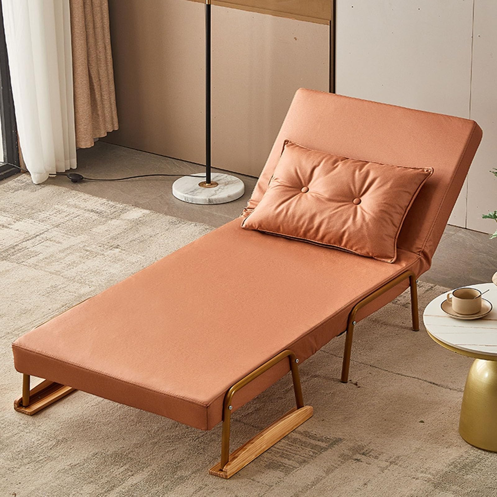 Składane krzesło do spania, rozkładana sofa do spania, regulowana sofa z funkcją spania, nowoczesne krzesło domowe ze sztucznej skóry do salonu/biura domowego/łóżka dla gości / mieszkania / loft na