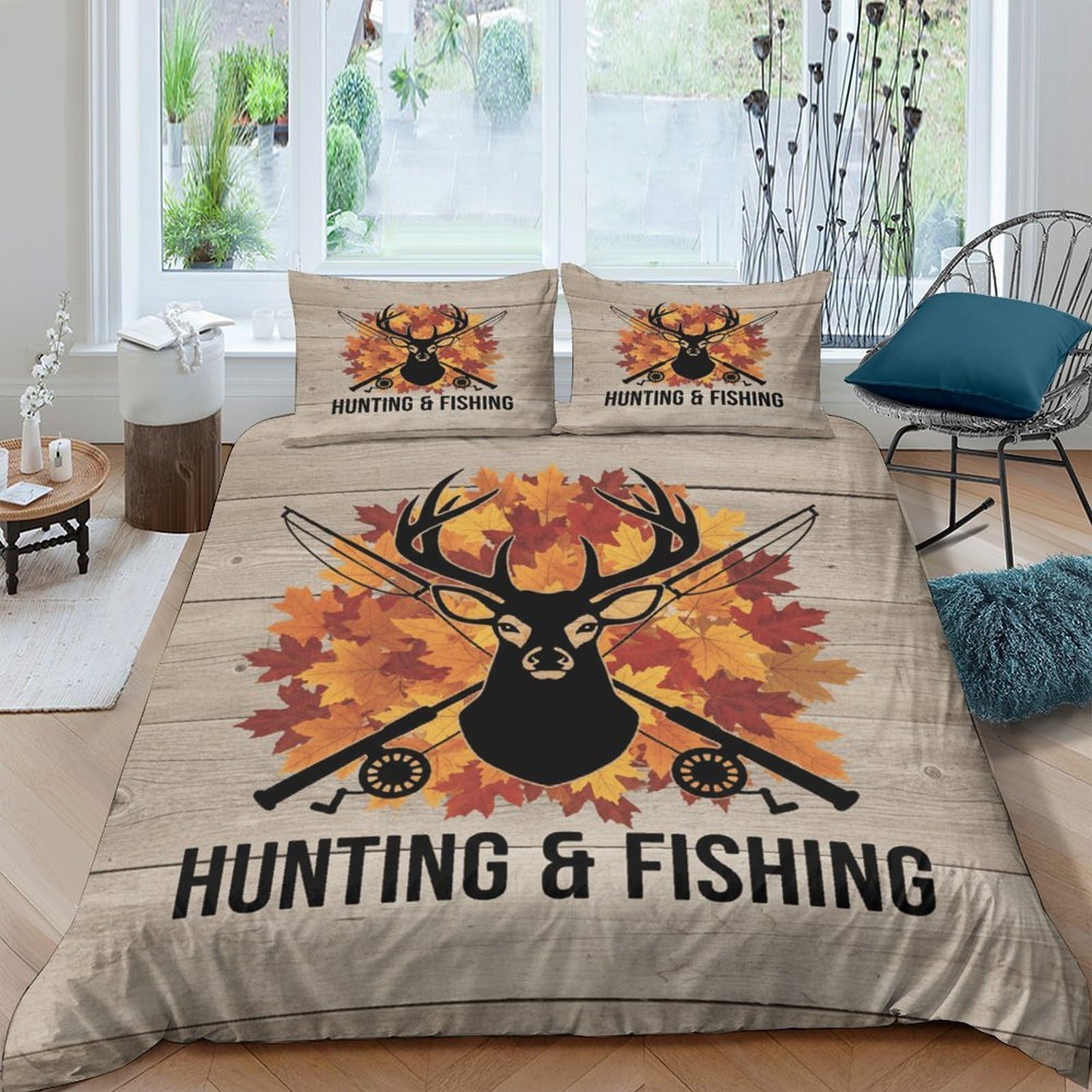 Housse de couette chasse en microfibre pour ambiance chalet et aventure en plein air