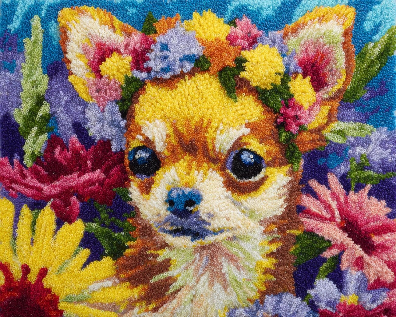 AMBATTERY Latch Hook Tapestry Kit Cartoon Chihuahua 80x160cm