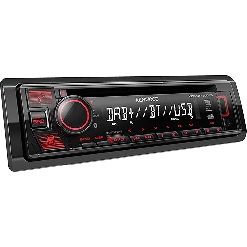Kenwood KDC-BT450DAB CD Receiver, with Built-in Bluetooth, DAB+ Digital Radio, USB & AUX Input, Steering Wheel Controls