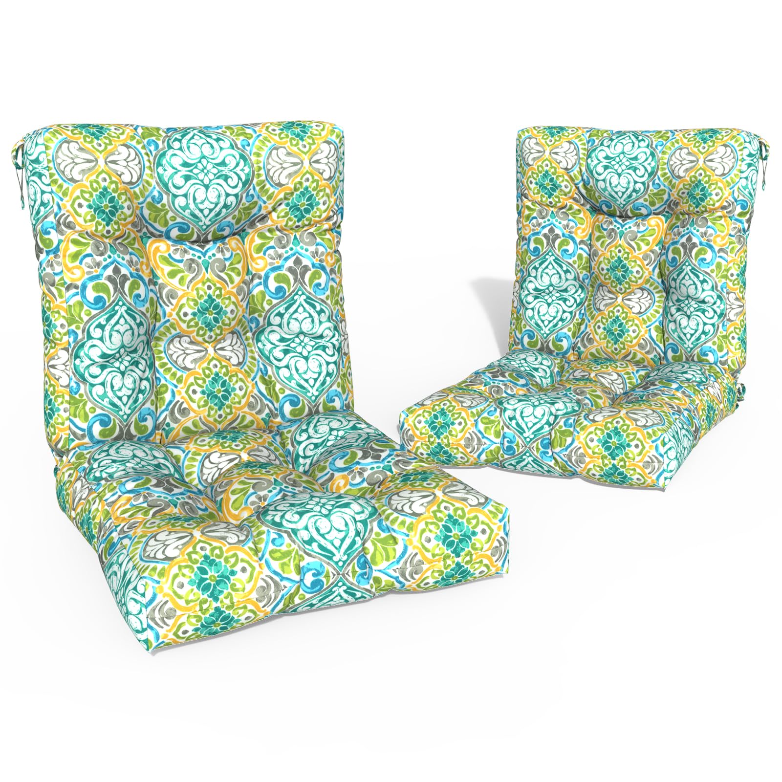 Melody Elephant Outdoor Chair Cushions, Tufted Back Patio Furniture Cushions Set of 2, Water Repellent Chair Cushion for Home Garden, 42x21x4 Inch,