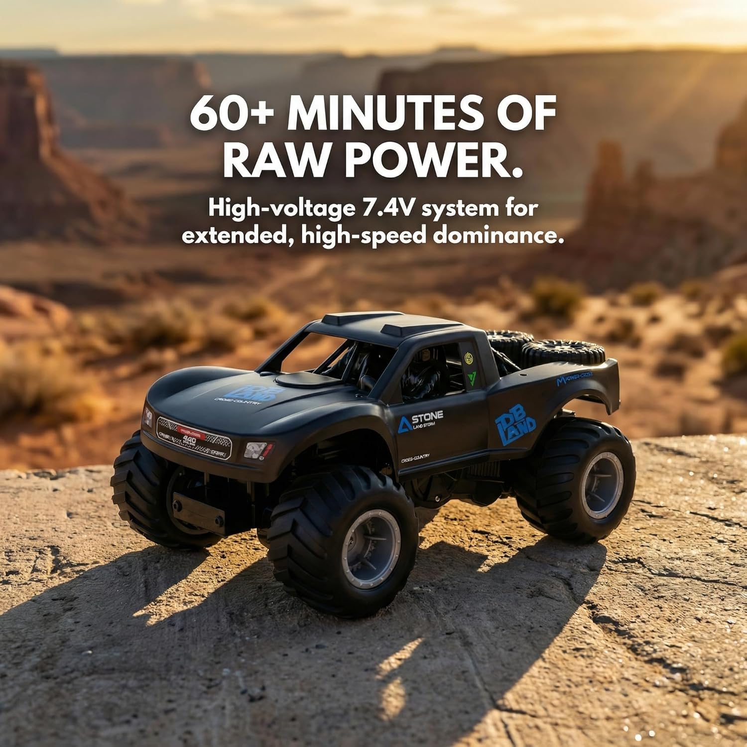 KB KAIBO 1:16 Amphibious Remote Control Car, Fully Submersible Remote Control Monster Truck for Kids, All Terrain 4WD RC Toy with 2 Batteries (60+ Min), 7.4V High Power, Durable Truck for Boys-Blue