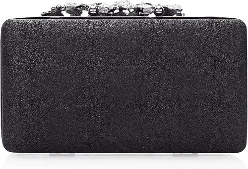 Miniatura 3 de Dexmay - Bolso de mano con diamantes de imitación con cierre floral de cristal, bolso de noche formal para mujer