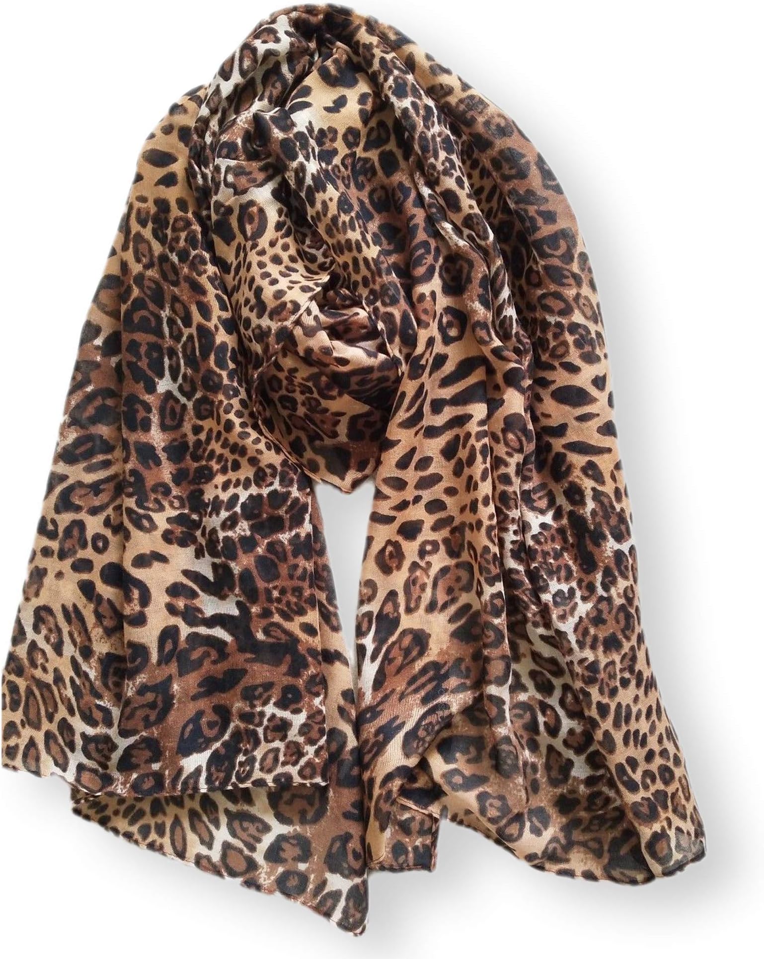 Women Large Leopard Animal Print Lightweight Soft-touch Rectangle Everyday Scarf 90x180cm