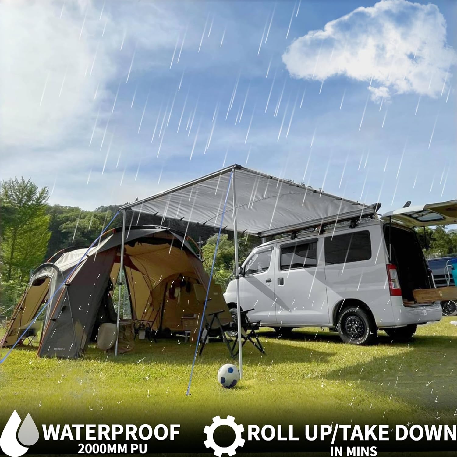 DANCHEL OUTDOOR Car Awning, Roof Rack Pull-Out Car Awning Overland, Waterproof Portable Car Side Sun Shelter Tarp for SUV/Truck/Van/Camper, 4.9x6.5ft Gray DANCHEL OUTDOOR Car Awning, Roof Rack Pull-Out Car Awning Overland, Waterproof Portable Car Side Sun Shelter Tarp for SUV/Truck/Van/Camper, 4.9x6.5ft Gray