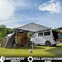 Vista 2 de DANCHEL OUTDOOR - Toldo retráctil, impermeable para vehículos: SUV, Overland, Offroad. Carpas gris para automóvil.