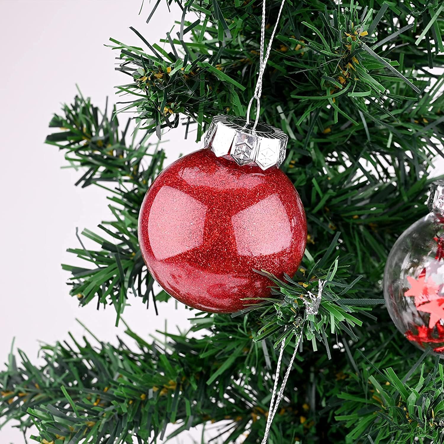 24 Piezas de 6 cm Bola Colgante de Navidad decoración del árbol de Navidad Juego Festivo decoración de Fiesta Colgante (Rojo)