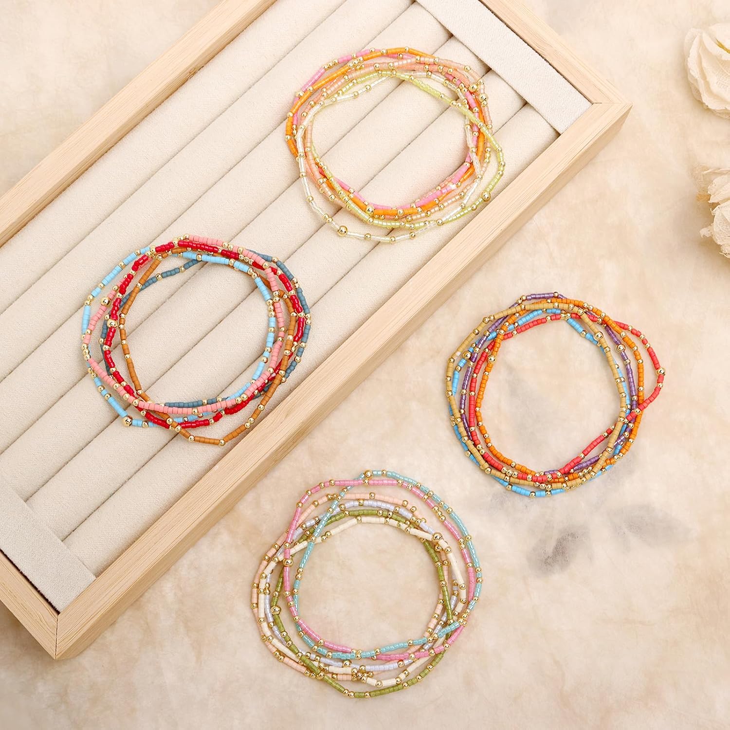 Gold Seed Beaded Bracelets Set for Women, 6Pcs Colorful Boho Friendship Beads Stackable Stretch Bracelet Summer Beach Jewelry Gift - Image 7