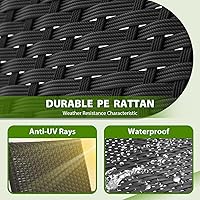 Vista 5 de PayLessHere Juego de muebles de patio al aire libre de 3 piezas Caqui Moderno juego de bistró de ratán con sillas acolchadas y mesa de centro