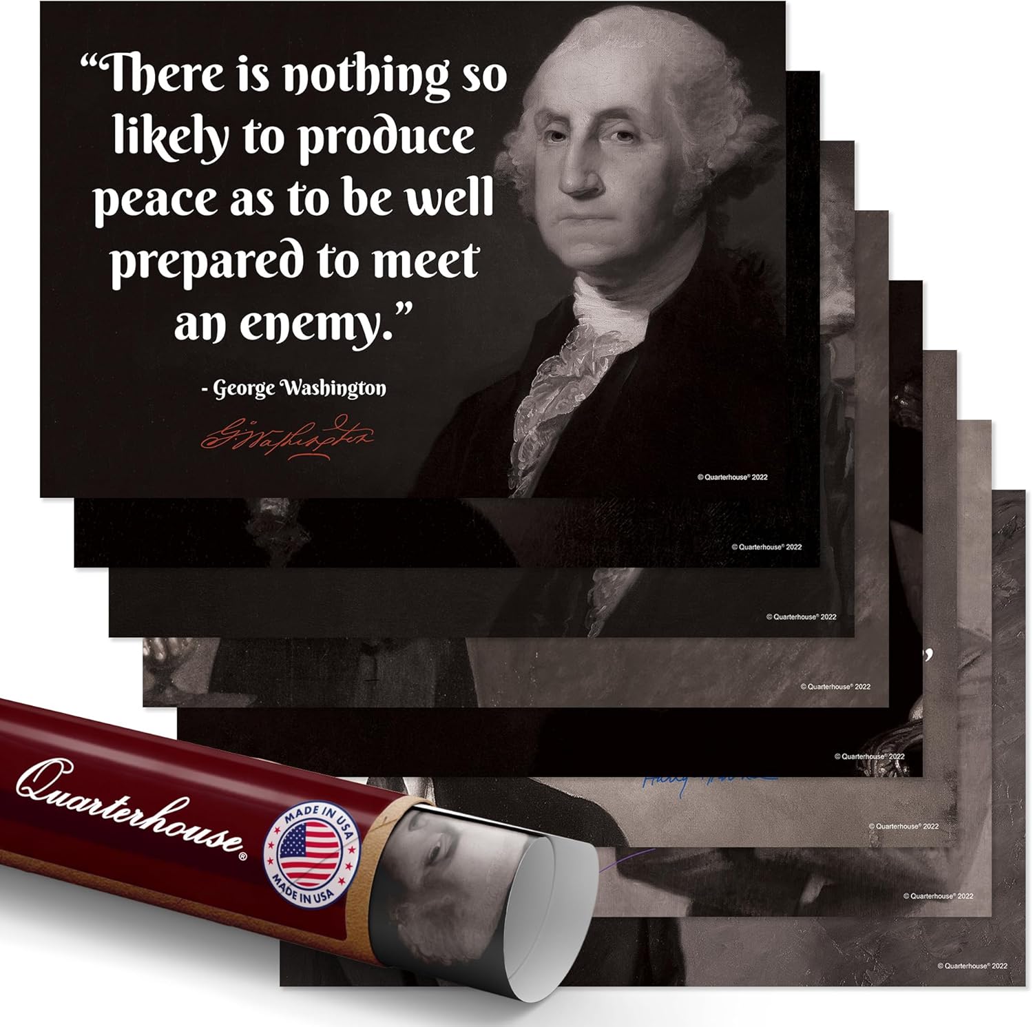 Quarterhouse 8 Poster American Presidents Quotes Set, Social Studies Classroom Learning Materials for K-12 Students and Teachers, 12 x 18 Inches, Made in USA
