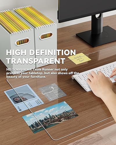 Vista 10 de Oterri Almohadilla de escritorio transparente, resistente al calor, impermeable, con borde redondo, de cloruro de polivinilo, duradera, protección