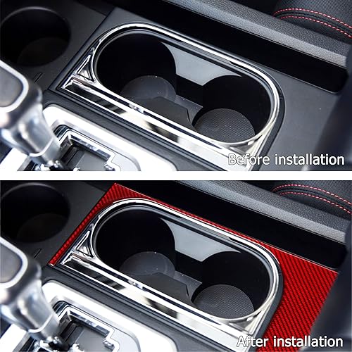 Miniatura 5 de Compatible with Carbon Fiber Center Control Water Cup Holder Frame Trim Panel Cover Decoration Sticker for Toyota Tundra 2014 2015 2016 2017 2018