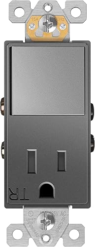 ENERLITES Combo de interruptor y toma, interruptor de paleta decorador combinado de 15A120VCA con salida de receptáculo resistente a manipulaciones