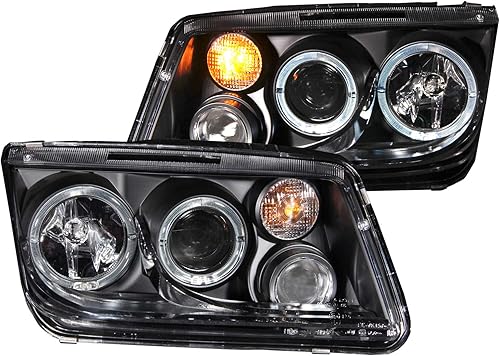 AnzoUSA 121369 Faro delantero de proyector halógeno negrotransparente para Volkswagen Jetta