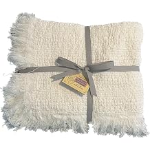 Old Fashion Woven Throw Blanket Large 50"x60" 100% Made in America 100% Cotton for Couch Breathable All Season Soft and Lightweight Pre-Washed White