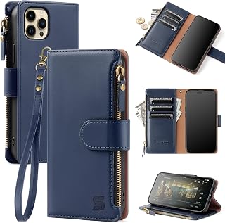 Shieldtop for iPhone 12 Pro Max Wallet Case with Card Holder,Blue