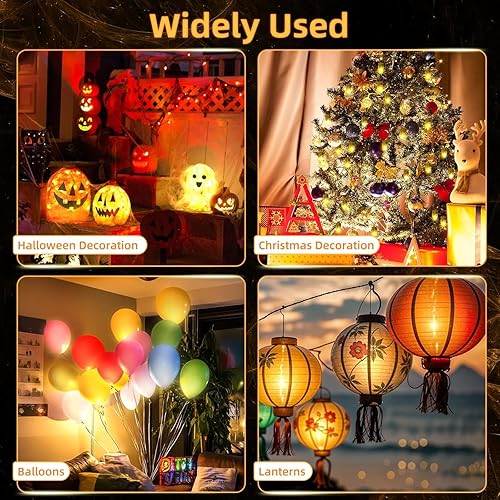 Miniatura 5 de 30 luces LED de fiesta con pilas, iluminación de temporada para globos, linternas de papel, impermeables, color blanco cálido