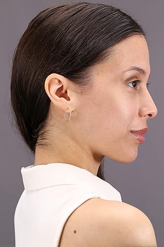 Miniatura 2 de Pendientes de aro redondos texturizados en espiral de oro amarillo de 14 quilates, 0.079 in de grosor