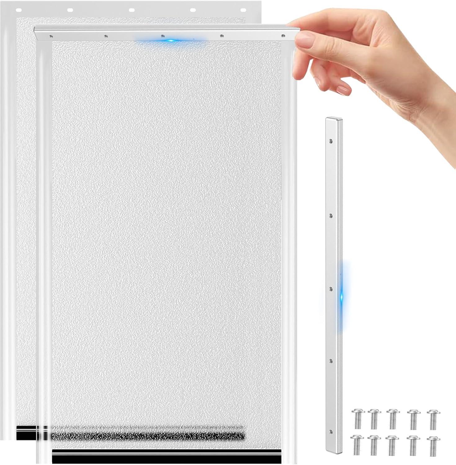 Large Dog Door Replacement Flaps with Metal Replacement Bracket and Screws, Compatible with Petsafe Freedom Doggie Doors Replacement Flaps PAC11-11039 10 1/8" X 16 7/8", Flexible (Smoky Translucent)