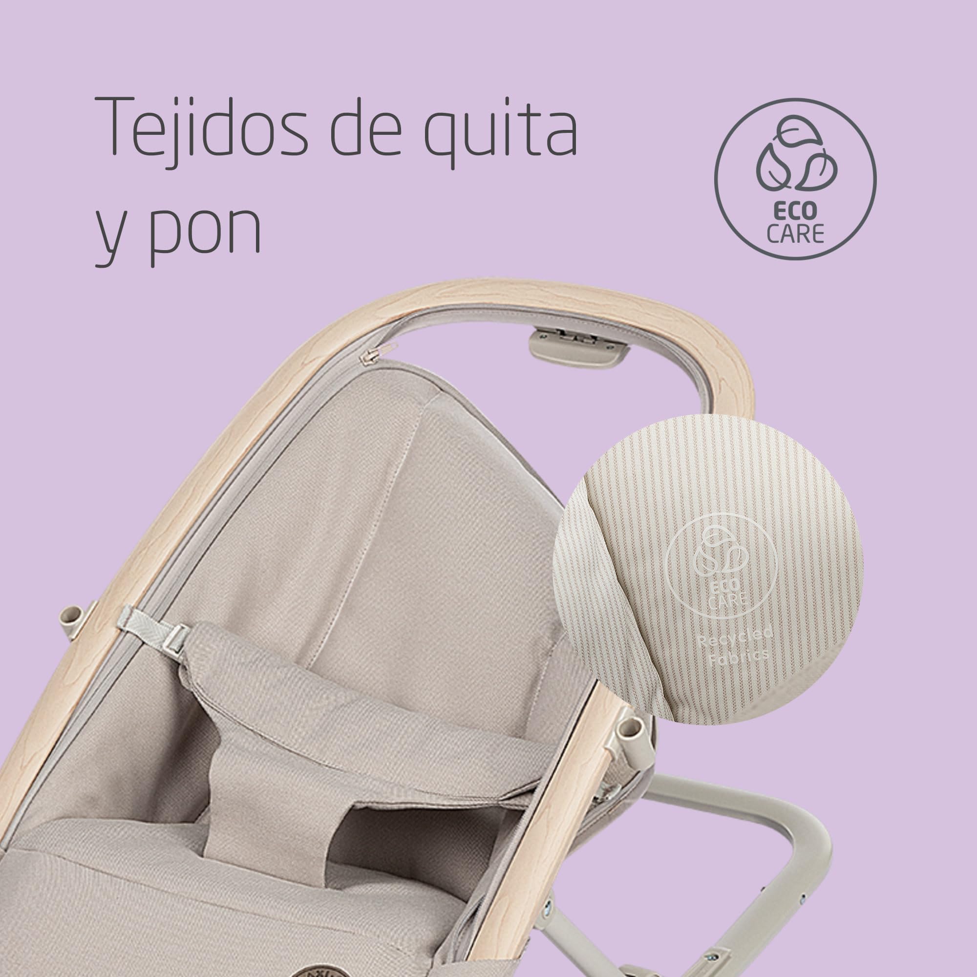 Maxi-Cosi Kori Hamaca Bebé 2 en 1 con arco de juegos, 0-2 años, máx.15 kg, balamcin bebe, 3 posiciones de reclinación una sola mano, ligera y compacta, arnés Easy-in, Eco Care, Classic Beige