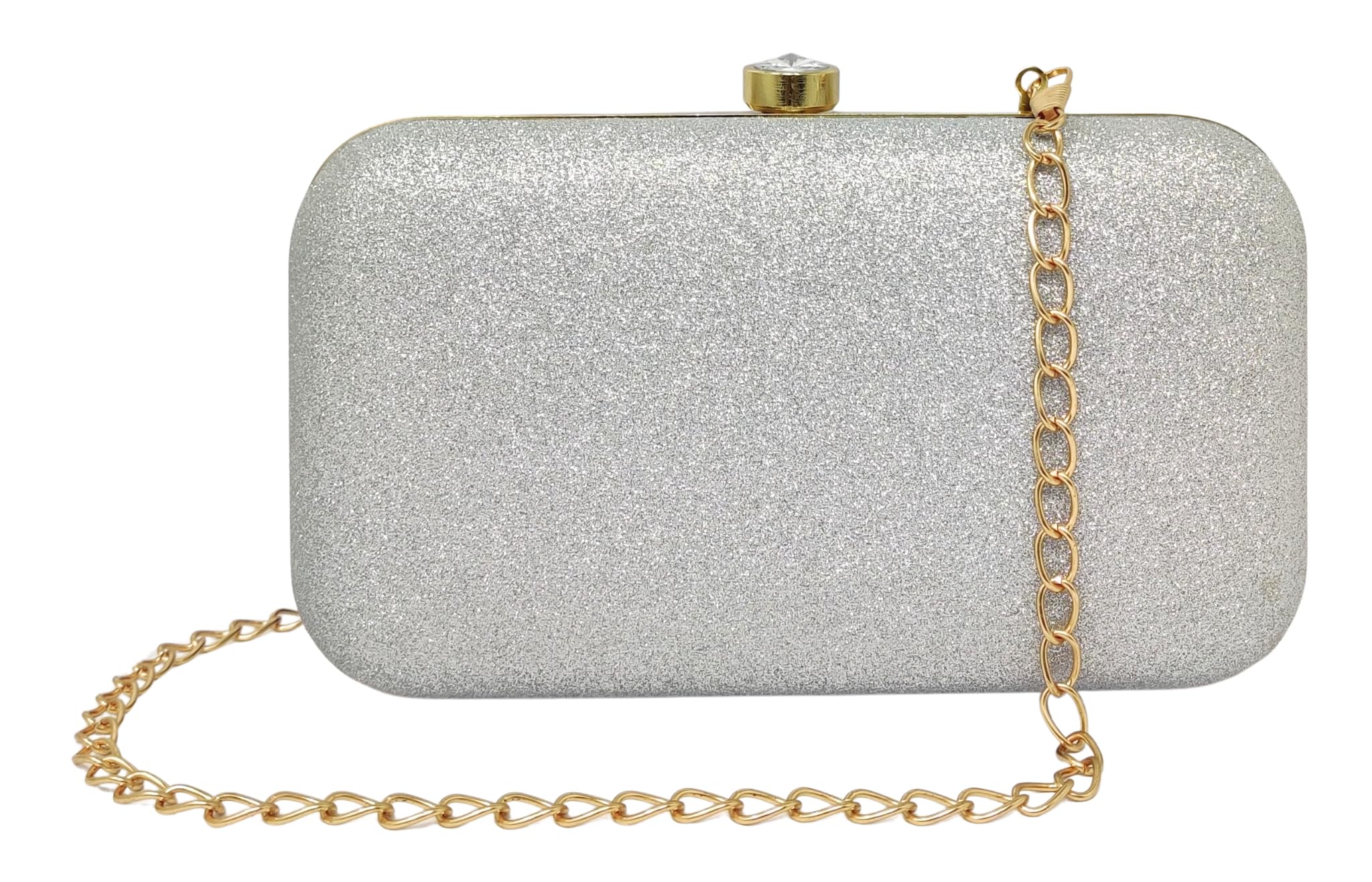 Evening Clutch Purse with Chain Strap, Glitter, Crystal Clasp, Formal, Party, Casual, Wedding Bag for Women & Girls